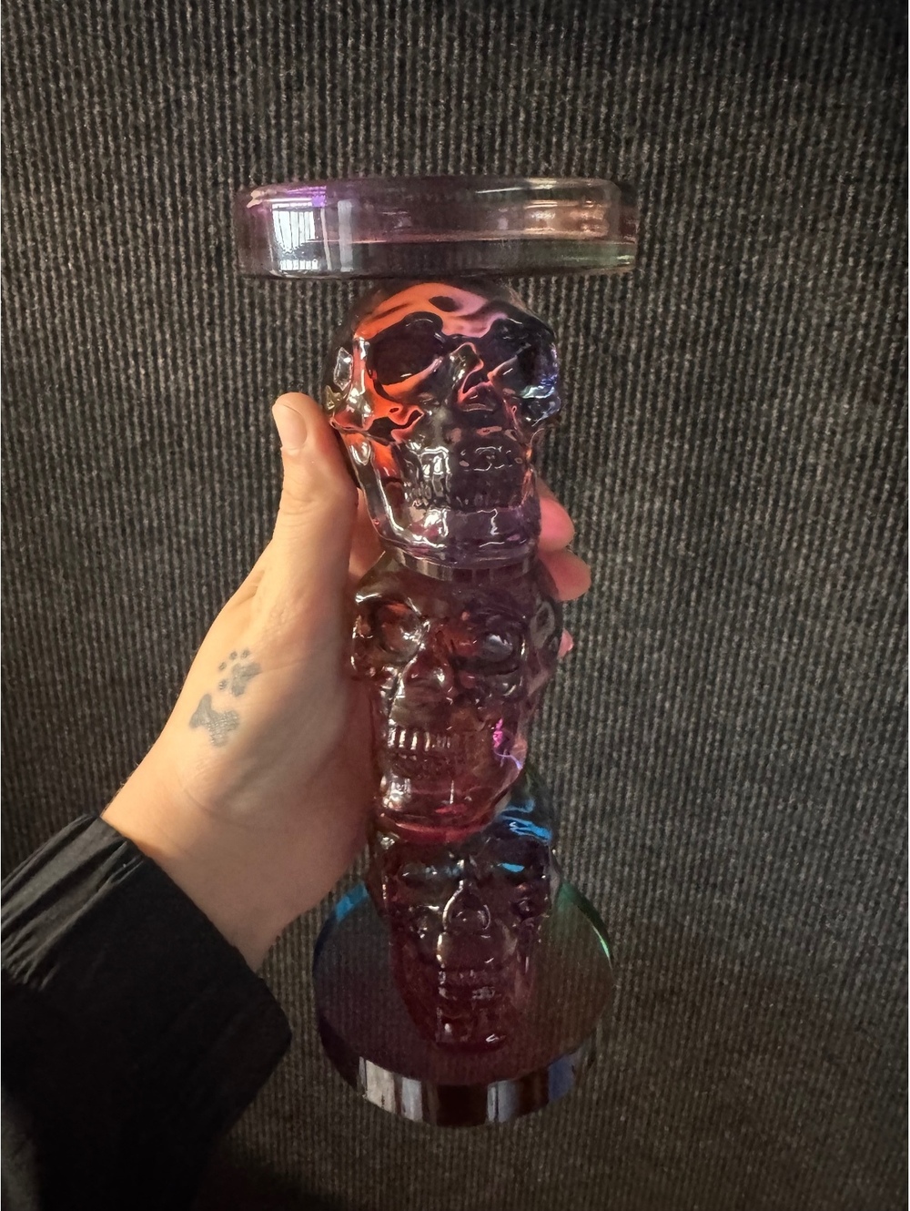 Unique Multicolor Glass Skull Candle Holder
